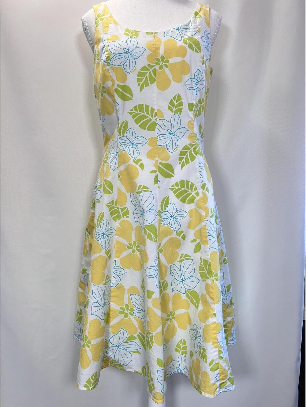 Floral Sleeveless Y2K Hibiscus A-Line Summer Dress Women's Size 10